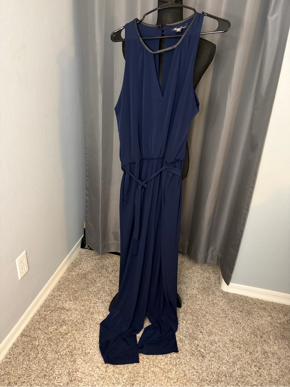201. Kenneth Cole Sleeveless Navy Jumpsuit with Waist Tie